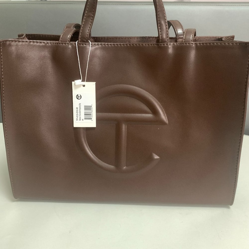 Telfar Shopping Tote Faux Leather Medium Chocolate